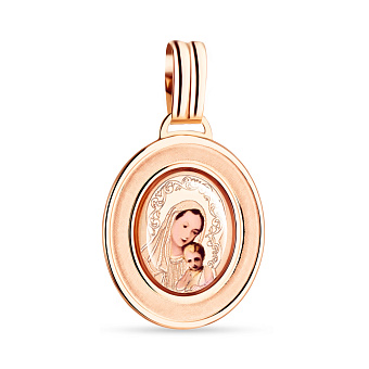 Фото Ладанка «Дева Мария с младенцем» из красного золота (арт. 421132)