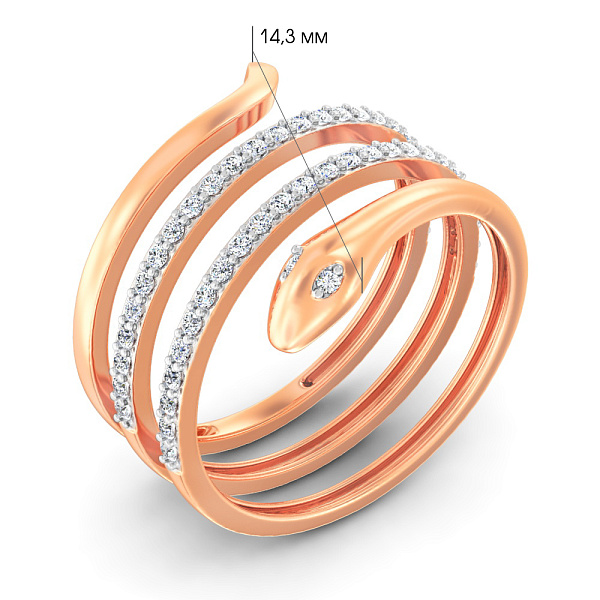 Золота каблучка Змія з фіанітами (арт. 1401030) – зображення 4