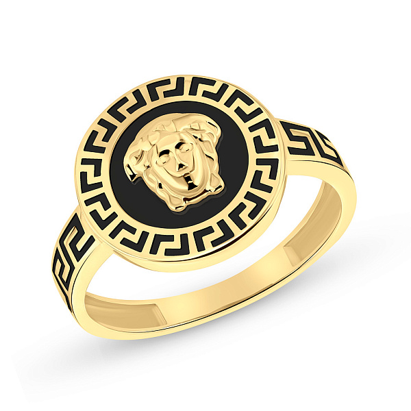 Кольцо Олимпия из желтого золота с черной эмалью (арт. 155305жеч) – изображение 1