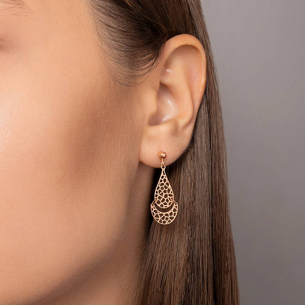 Золотые серьги-пусеты с подвеской (арт. 109228) – изображение 2