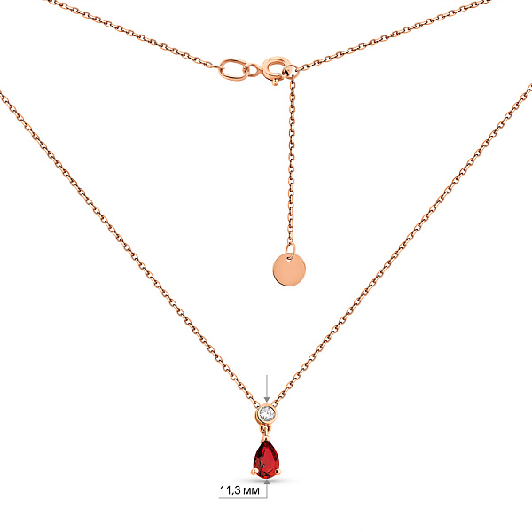 Золотое колье с гранатом и фианитом (арт. 361273Пк) – изображение 4