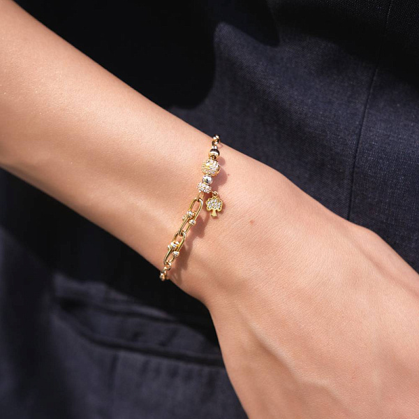 Браслет из желтого золота с подвеской (арт. 326094жбП1) – изображение 2