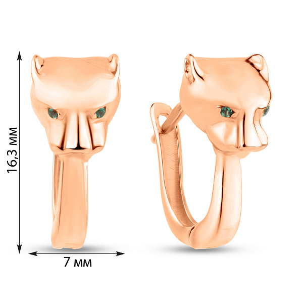 Золоті сережки Пантери з фіанітами (арт. 1091455з) – зображення 4