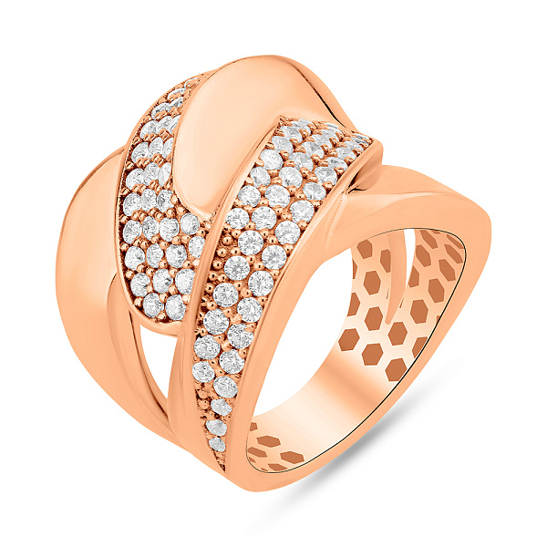 Кольцо из красного золота с фианитами (арт. 156521) – изображение 1