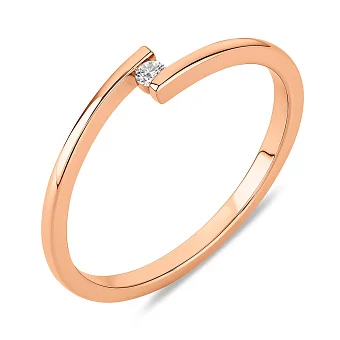 Тонкое золотое кольцо с бриллиантом (арт. К011348005)