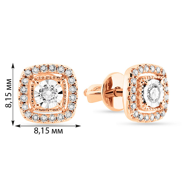 Серьги-пусеты из красного золота с бриллиантами (арт. Т011234020) – изображение 5