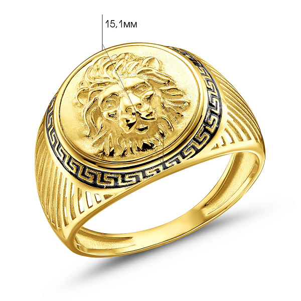 Золотая печатка с эмалью (арт. 180586жеч) – изображение 2