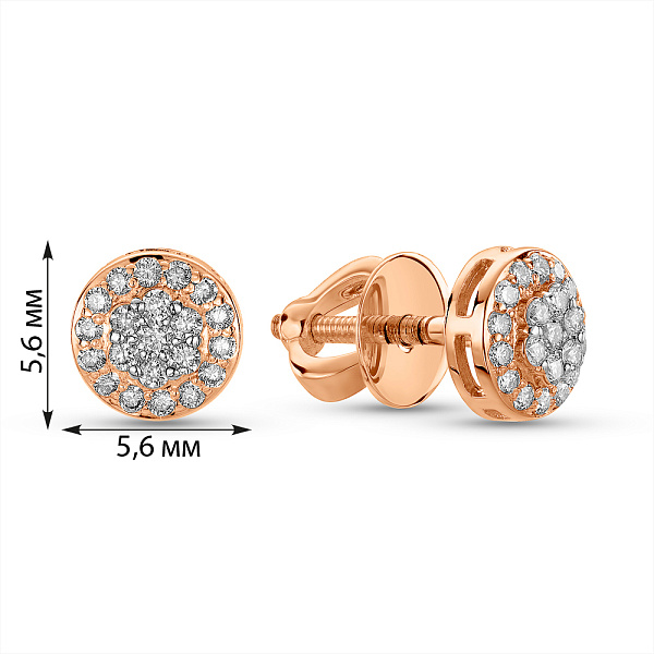 Золотые пусеты с бриллиантами (арт. Т011233020) – изображение 2