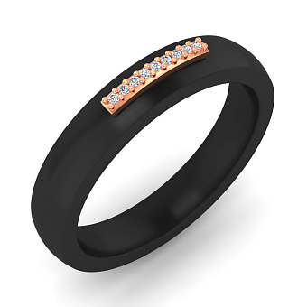 Каблучка з чорної кераміки і золота з діамантами (арт. К011791кч)