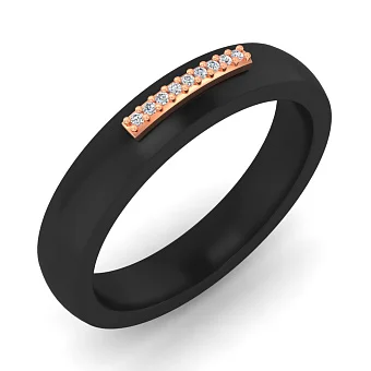 Каблучка з чорної кераміки і золота з діамантами (арт. К011791кч)