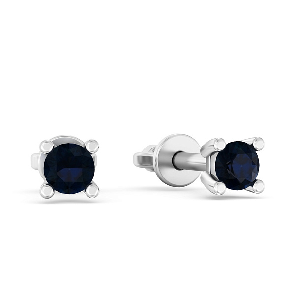 Золотые серьги пусеты с сапфиром (арт. Т011089бс) – изображение 1