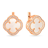 Серьги из красного золота с перламутром и фианитами (арт. 1091181/15п)