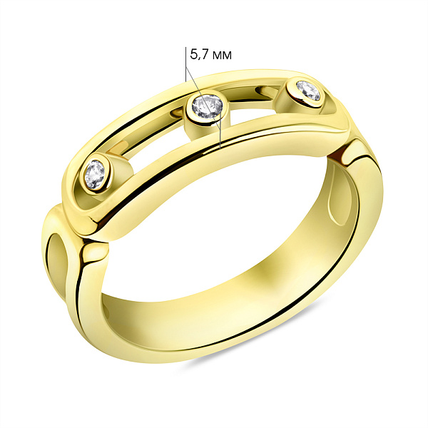 Серебряное кольцо с желтым родированием и фианитами (арт. 7501/3737ж) – изображение 2