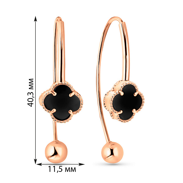 Золоті сережки з оніксом (арт. 109847/10о) – зображення 3