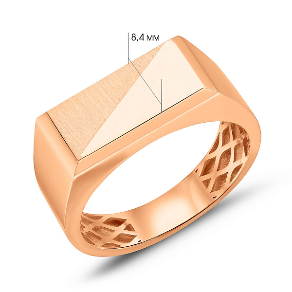 Печатка из красного золота без камней (арт. 180525) – изображение 2