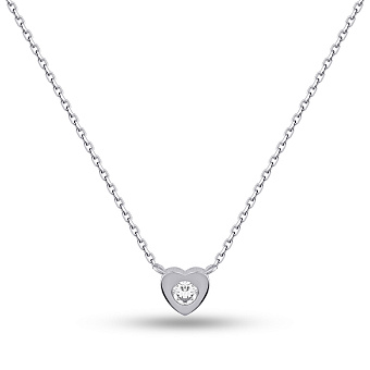 Серебряное колье Сердце с одним фианитом (арт. 7507/2205)