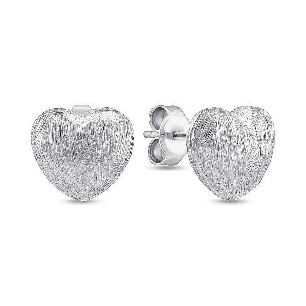 Серебряные серьги-пусеты Сердечки (арт. 7518/7245м) – изображение 1