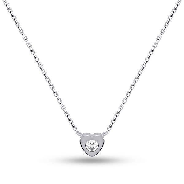 Серебряное колье Сердце с одним фианитом (арт. 7507/2205) – изображение 1
