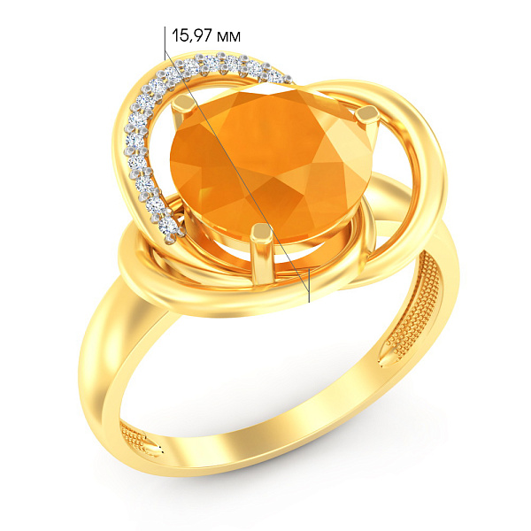 Золота каблучка з оніксом і фіанітами  (арт. 140697жол) – зображення 2