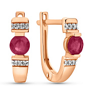 Сережки  из красного золота с рубином и бриллиантами (арт. С011067р)