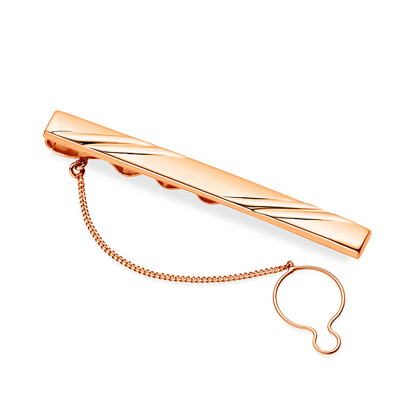 Золотий затискач для краватки в червоному кольорі металу (арт. 200055) – зображення 1