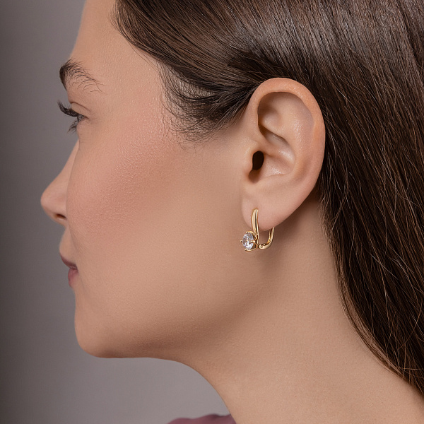 Золотые серьги с фианитами (арт. 118200ж) – изображение 3