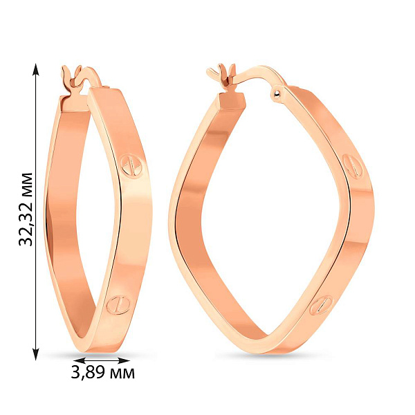 Серьги-кольца из красного золота (арт. 108663/30) – изображение 2