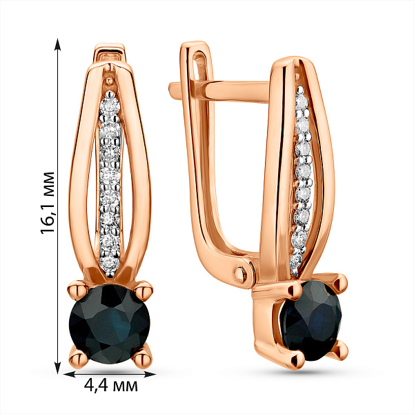 Золотые серьги  с сапфиром и бриллиантами (арт. С011184с) – изображение 3