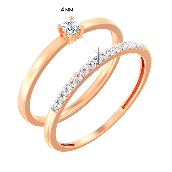 Двойное кольцо из золота с бриллиантами (арт. К011210015) – изображение 5