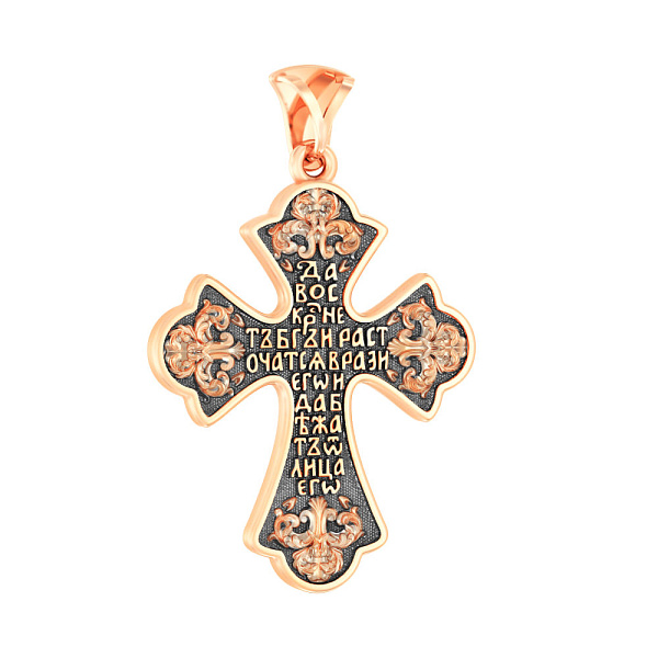 Золотий натільний хрестик з червоного золота з  розп'яттям (арт. 501674) – зображення 2