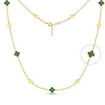 Кольє з жовтого золота з малахітом (арт. 352776/8жмлх)