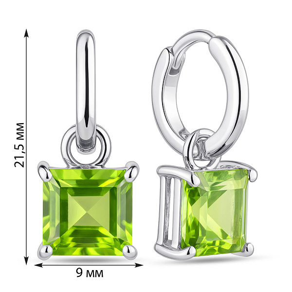 Серебряные серьги с крупным хризолитом (арт. 7502/2193821Хрз) – изображение 2