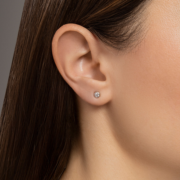 Золотые серьги пусеты с бриллиантами (арт. С341098015б) – изображение 2