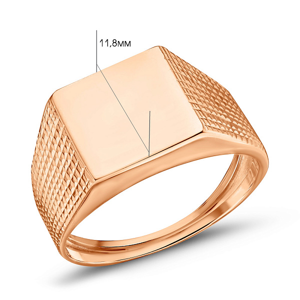 Золотая печатка без камней (арт. 180585) – изображение 2