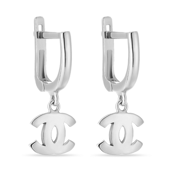 Сережки-підвіски з білого золота (арт. 106357б) – зображення 1