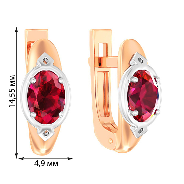 Золоті сережки з рубіном (арт. 119100ПР) – зображення 2