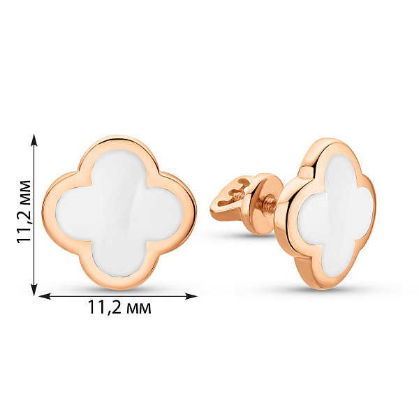 Золотые серьги пусеты с эмалью (арт. 120849Деб) – изображение 4