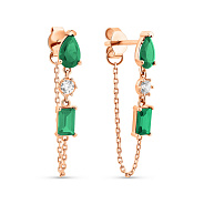 Золоті сережки з кварцом і фіанітами (арт. 110140Пз)