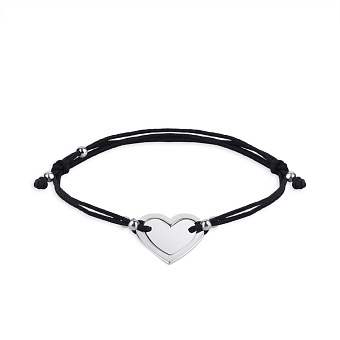 Парные браслеты на шелковой нити с серебряными вставками (арт. 7309/905-01335)