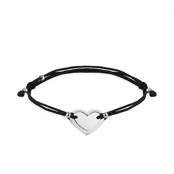 Парные браслеты на шелковой нити с серебряными вставками (арт. 7309/905-01335)