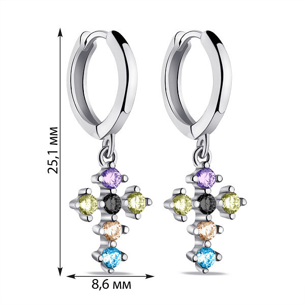 Серебряные серьги-подвески с альпинитами (арт. 7502/9350/10ацв) – изображение 2