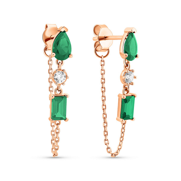 Золоті сережки з кварцом і фіанітами (арт. 110140Пз) – зображення 1