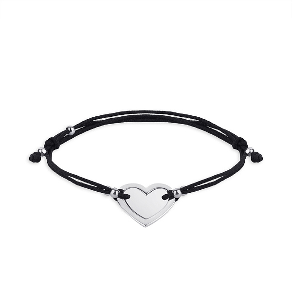 Парные браслеты на шелковой нити с серебряными вставками (арт. 7309/905-01335) – изображение 1