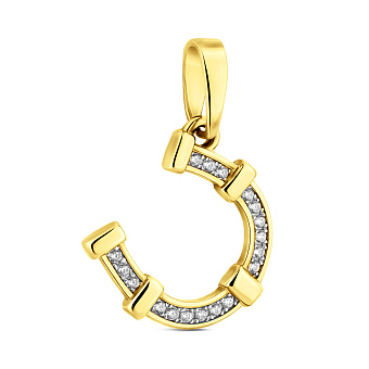 Золотая подвеска Подкова на удачу с фианитами (арт. 440611ж)