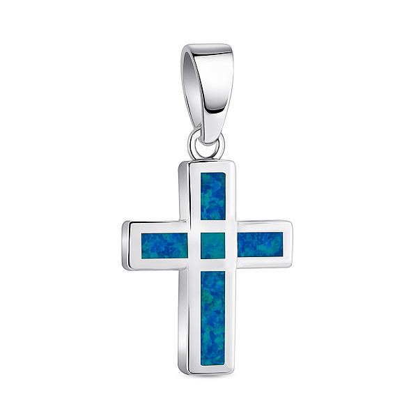 Серебряный подвес Крестик с опалом (арт. 7503/4413Пос) – изображение 1