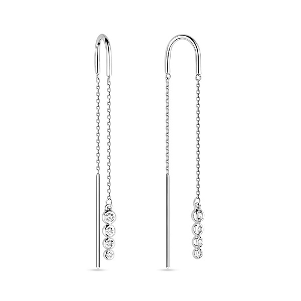 Серьги-протяжки из белого золота с бриллиантами (арт. 2108189202) – изображение 1