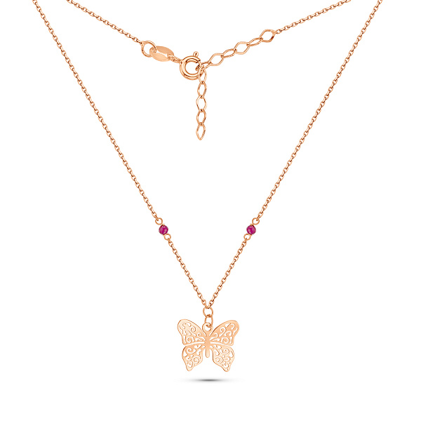 Золотое колье Бабочка с фианитами (арт. 352624к) – изображение 2