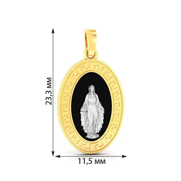 Золотая ладанка Божья Матерь с эмалью (арт. 440935жеч) – изображение 2