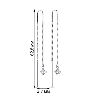 Серебряные серьги-протяжки с фианитами (арт. 7502/9105)