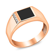 Золотий перстень з емаллю і фіанітами (арт. 170067)